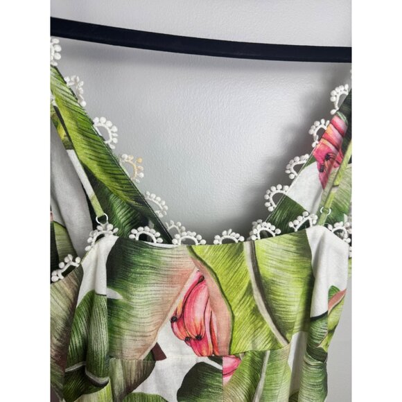 FARM Rio Plantage White Palms Linen Drop Waist Mini Dress Size XS - Picture 10 of 10